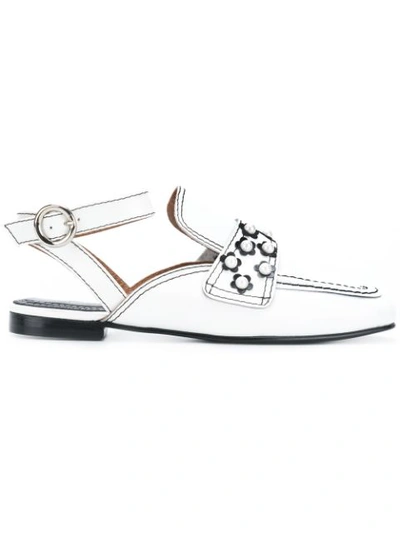 Nicole Saldaña Opening Ceremony Jay 2 Flower Embellished Mules In White