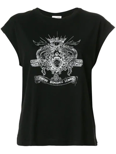 Saint Laurent Logo Printed Cotton Jersey T-shirt In Black