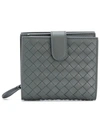 Bottega Veneta Light Gray Intrecciato Nappa Mini Wallet In Grey