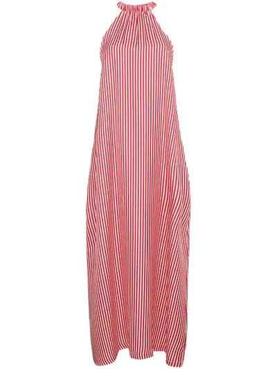 Paper London Ipanema Silk Striped Dress In Red