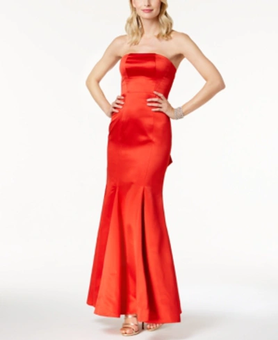 Fame And Partners The Janvier Strapless Mermaid Gown In Red