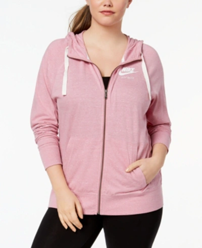 Nike Plus Size Sportswear Gym Vintage Hoodie In Elemental Pink/sail