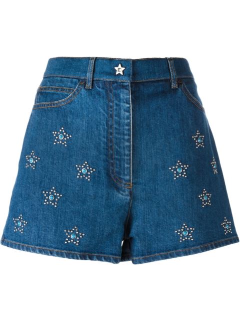 Valentino Embellished Star Denim Shorts | ModeSens
