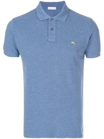 Etro Men's Heathered Polo Shirt In Blue