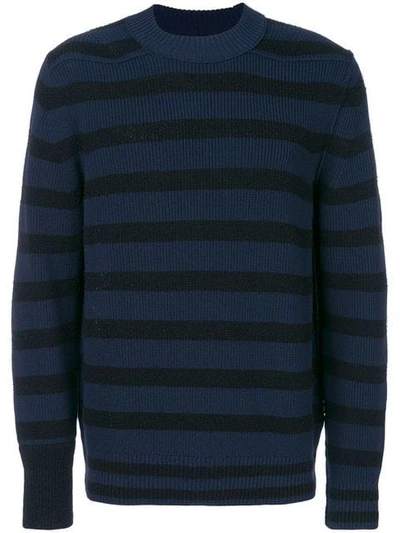Sacai Striped Sweater In Blue