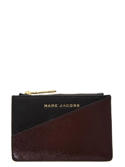 Marc Jacobs Black & Burgundy Top Zip Pouch In Black/burgundy