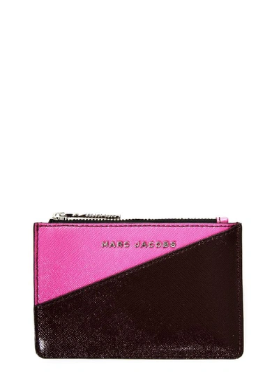 Marc Jacobs Fuxia & Burgundy Top Zip Pouch In Fuxia-burgundy