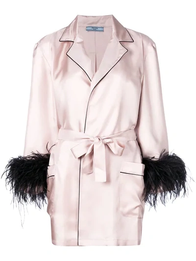 Prada Twill Robe Coat - Pink