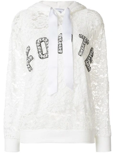Forte Couture Forte Dei Marmi Couture Lace-embroidered Hooded Sweatshirt - White