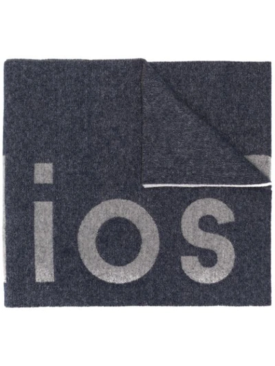 Acne Studios Toronto Logo-intarsia Wool-blend Scarf In Blue