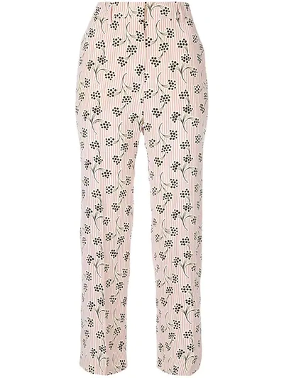 Prada Floral Print Trousers In Pink