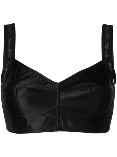 Dolce & Gabbana Jacquard Cropped Bustier Top In Black