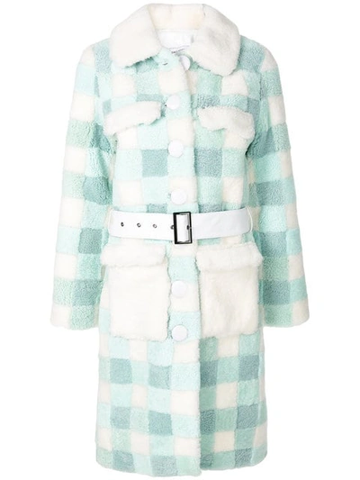 Saks Potts Lunis Shearling Coat With Leather Belt In Green
