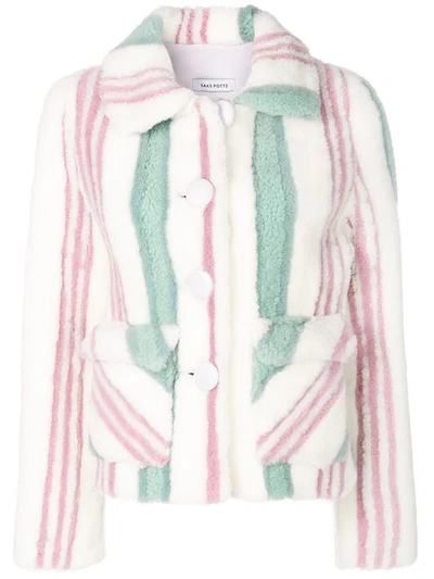 Saks Potts - Lucy Striped Shearling Jacket - Womens - Multi Stripe In White