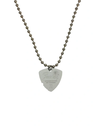 Pre-owned Guitar Pick Fender Logo Necklace In Silver