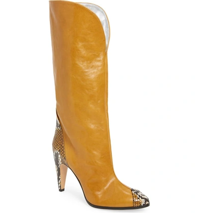 Givenchy Kangaroo Leather & Genuine Python Boot In Amber