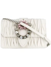 Miu Miu Small Jewel Buckle Leather Crossbody Bag In Biancobianco