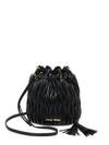 Miu Miu Matelasse Leather Bucket Bag In Black