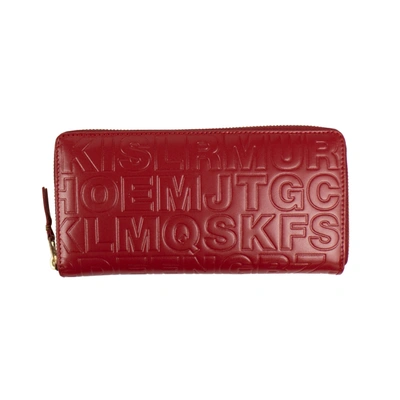 Pre-owned Comme Des Garçons Nib  Red Leather Letter Emboss Wallet $375