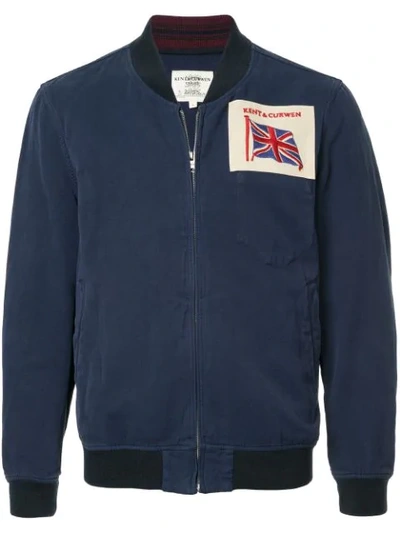 Kent & Curwen Logo Patch Bomber Jacket In Blue