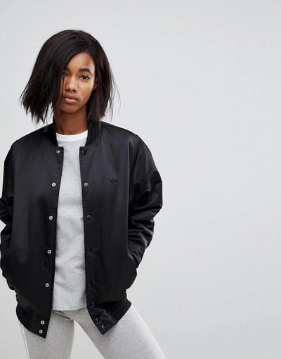 Adidas Originals Popper Bomber Jacket In Black - Black | ModeSens