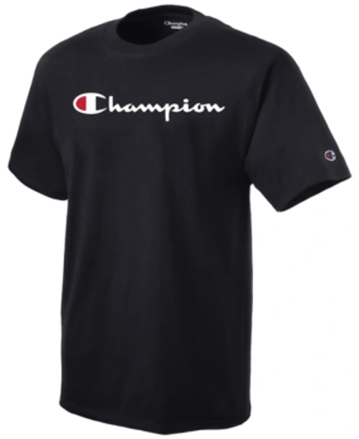 Champion Reverse Weave T-shirt With Large Logo In Black - Black