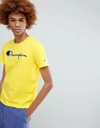 Champion Logo Embroidered Cotton Jersey T-shirt In Yellow