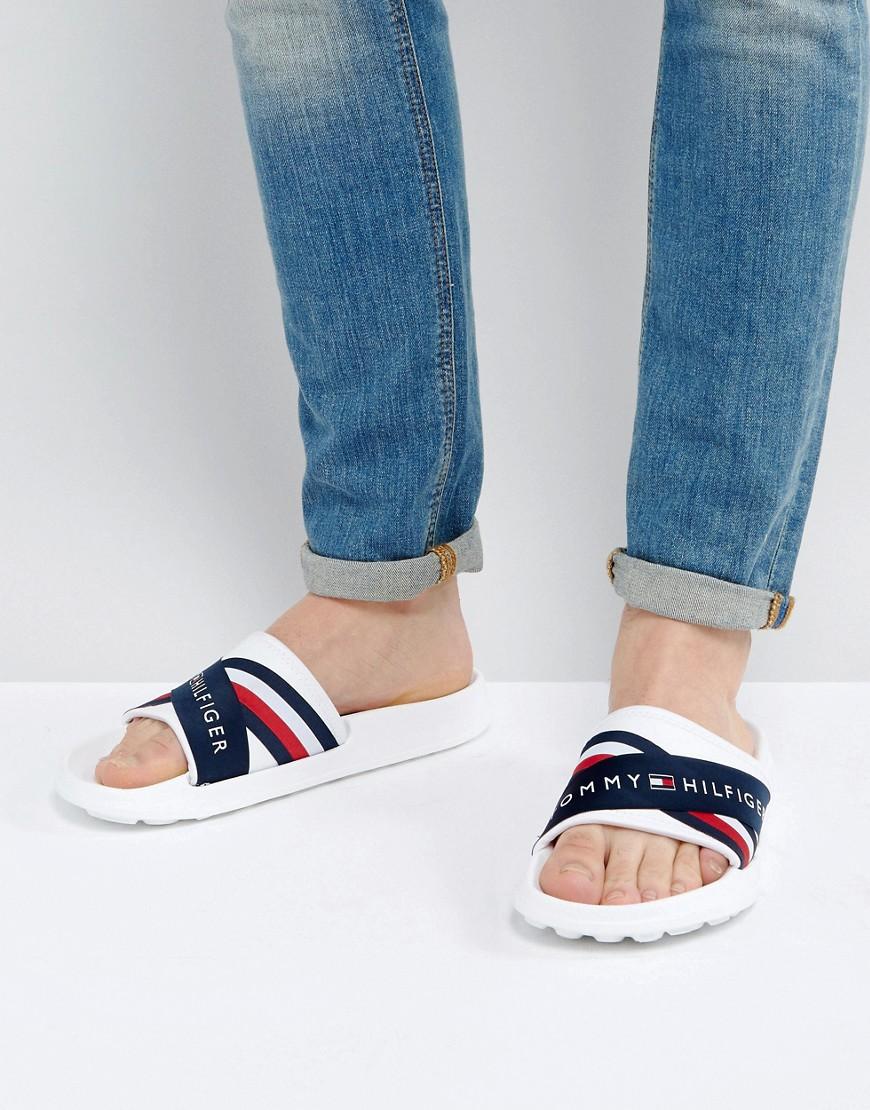 tommy hilfiger splash sliders white