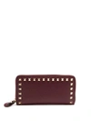 Valentino Garavani Rockstud Leather Continental Wallet In Burgundy