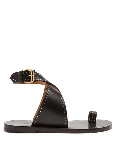 Isabel Marant Jools Studded Wrap Leather Sandals In Black