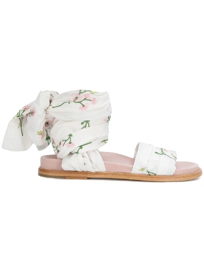 Marques' Almeida Marques'almeida Embroidered Wrap Sandals - White