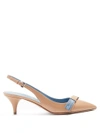 Prada Point-toe Leather Slingback Pumps In Nude