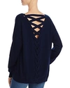 Aqua Cashmere Lace-up Back Cashmere Sweater - 100% Exclusive In Peacoat