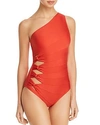 Carmen Marc Valvo One-shoulder One Piece Swimsuit In Red Sunset