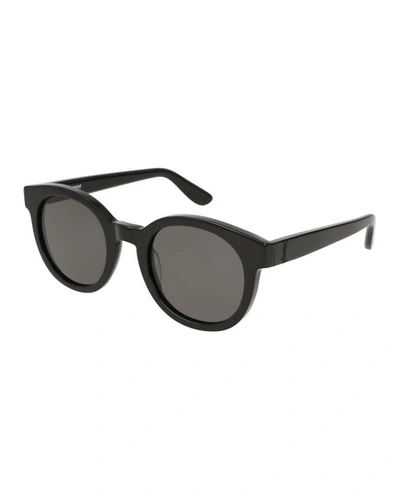 Saint Laurent Round Monochromatic Sunglasses, Black Pattern In Black/gray