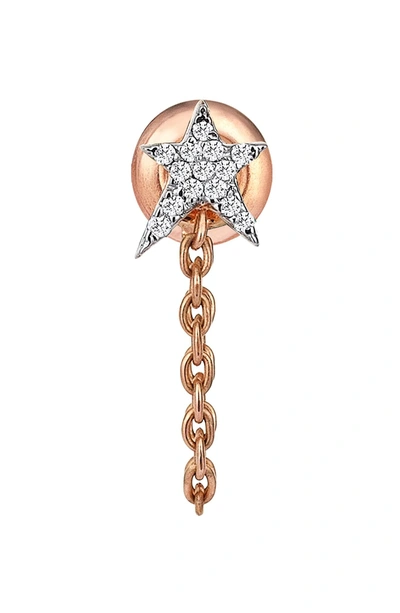 Kismet By Milka Struck Star Diamond Chain Earring In Rose Gold