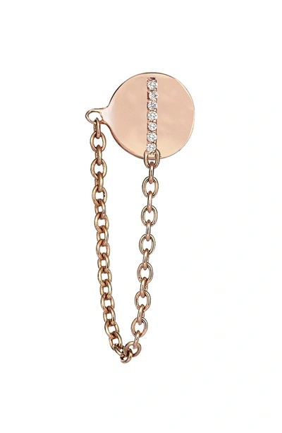 Kismet By Milka Diamond Stud Chain Earring In Rose Gold