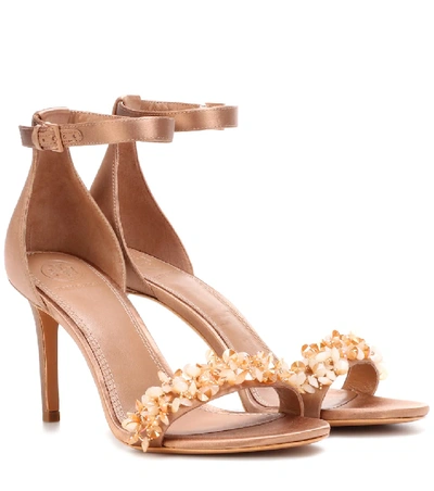 Tory Burch Logan Crystal Embellished Sandal In Beige