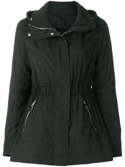 Moncler Fitted Waist Hooded Jacket In Black