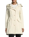 Moncler Audrey Long Utility Coat W/ Hood, Cream