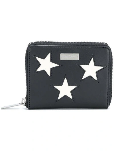 Stella Mccartney Embroidered Star Zip Around Wallet In Black