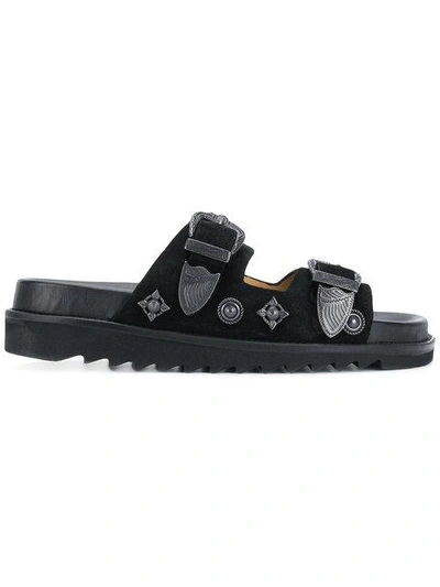 Toga Buckle Strap Sandals In Black