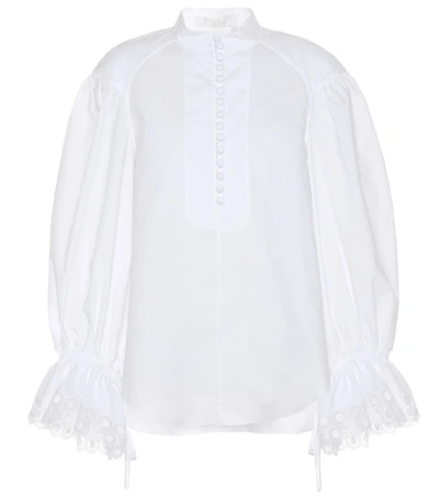 Chloé Cotton Poplin Top In White