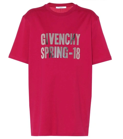Givenchy Metallic Logo Cotton T-shirt In Fushia