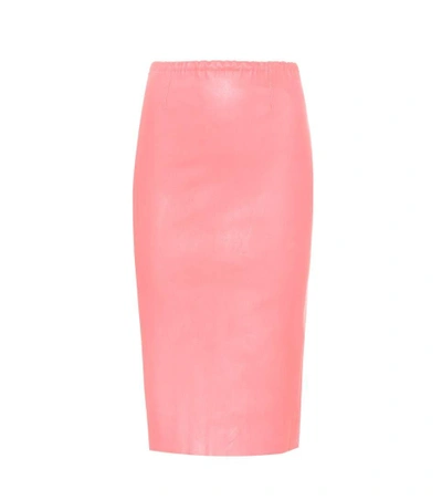 Stouls Gilda Leather Pencil Skirt In Pink