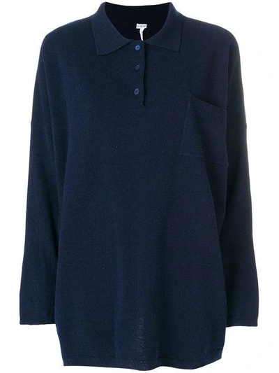 Loewe Knitted Polo Shirt - Blue