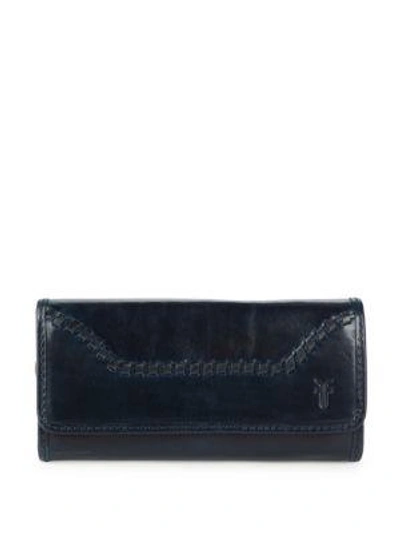 Frye Melissa Whipstitch Leather Wallet In Navy
