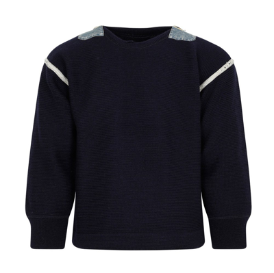 Maison Margiela Crewneck Knitted Sweater In Navy