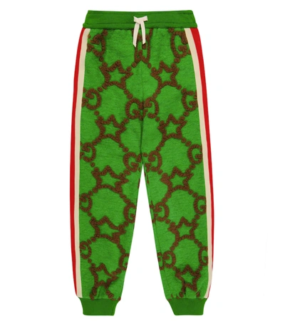 Gucci Kids' Gg Jacquard Wool-blend Sweatpants In Green