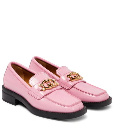 Gucci 30mm Nadeline Brushed Leather Loafers In Sugar Pink